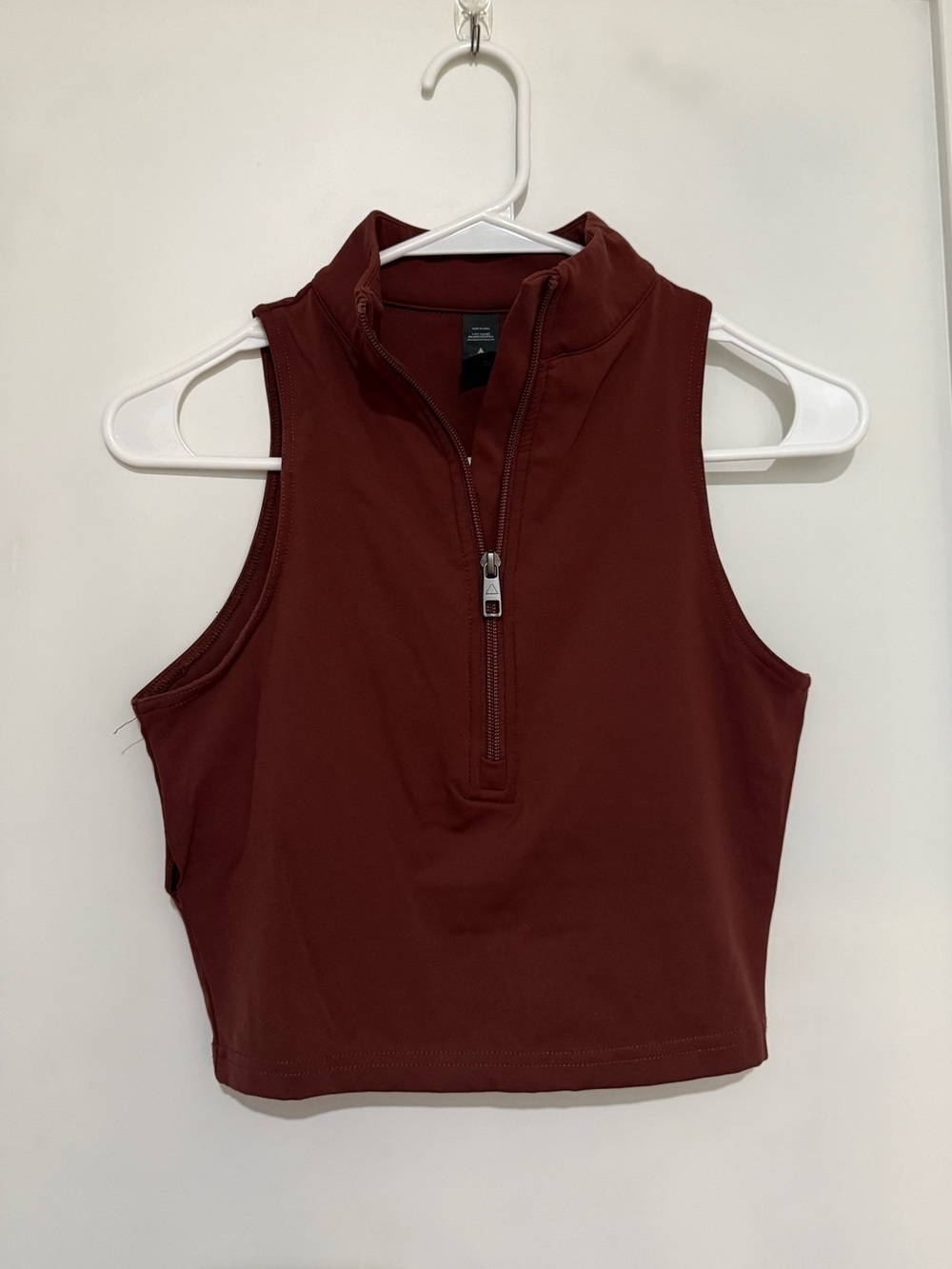 Balance Athletica Sleeveless Zip Crop Top - Burgundy